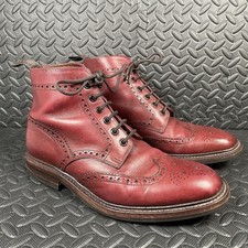 Loake Burford Dainite Brogue Boots Burgundy Lace Up Mens Size UK 8
