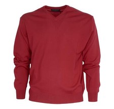 Bramante Men's V Neck Merino Triploritorto Regular Fit 102001 Color Ruby