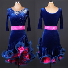 Latin Dance Dress Salsa Tango Cha cha Ballroom Rhinestone Competition Dress 145