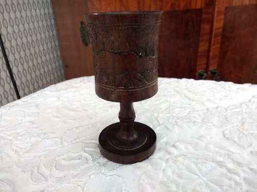 Vintage wood wine goblet - vintage,