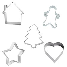 Christmas Cookie Cutters Pack of 5 Re-usable Baking / Dining
