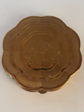 Gwenda gold tone floral pattern-Vintage Make Up/Powder Compact- Britain