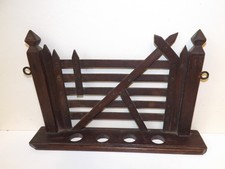 Vintage Wooden Wall Hung Pipe Rack in the form of a Five Bar Countryside Gate