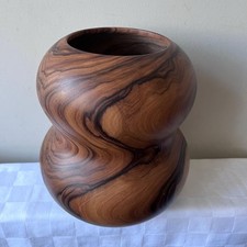 Teak Wood Root Vase Curved Brown Multi-Tone, 20 cm Height (VERY GOOD)