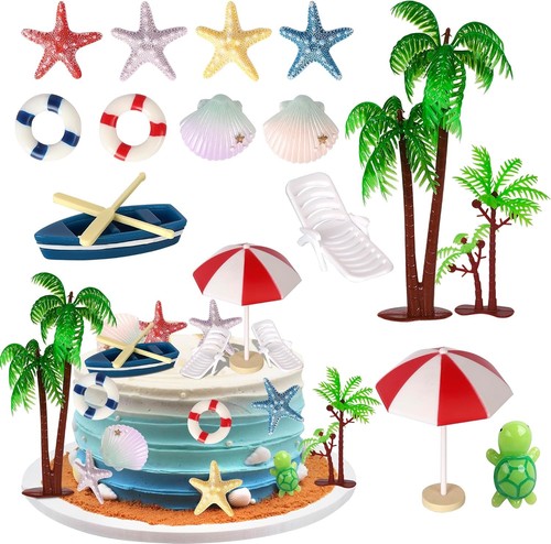 Summer beach theme cake topper - theme,