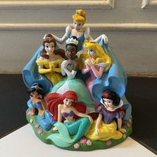 Disney Princesses Piggy Coin Bank Plastic Vintage World Park Ariel Snow White