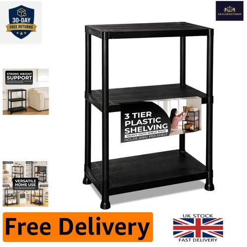 Tier sturdy plastic shelving - 3-tier,