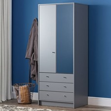 Home Malibu 2 Door 3 Drawer Mirror Wardrobe - Grey | mirrored wardrobe