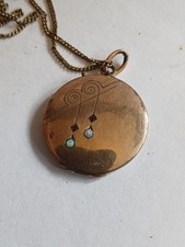 Antique Edwardian  Gold Filled Locket ,2 Rubies And Opels  2.7cm  Germany C1900