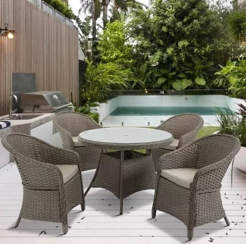 Brown rattan dining table - rattan,