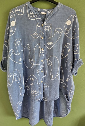 Italian face print - face, cotton