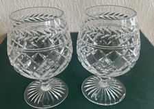 Pair of Stuart Crystal 'Cheltenham' Brandy Glasses Signed  Old Fashioned Style