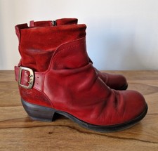 Fly London Mel Boots Women's Red Leather & Suede UK 7 - VGC