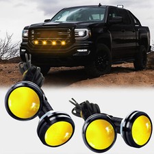 12V  LED Round Car Daytime Running Light DRL Head Lamp Eagle Eye yellow Light