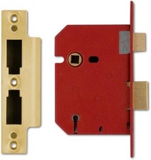 Union Locks 2201 5 Lever Mortice Sash Lock 77.5mm - Brass Finish