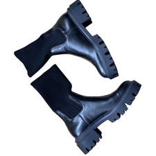 ZARA Black Leather Sock Boot