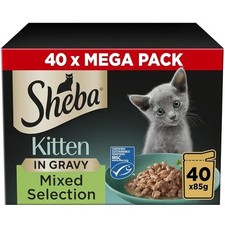 Sheba Sauce Collection Cat Food Pouch for Kitten Mixed Selection in Gravy 40x85g