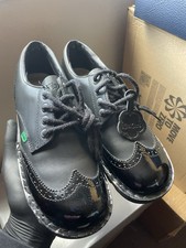 Kickers Women's Kick Lo Brogue Lace-Up Flats Black Leather