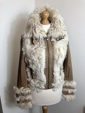 Topshop Y2K real leather sheepskin shearling fitted Biker Aviator Jacket Size 8