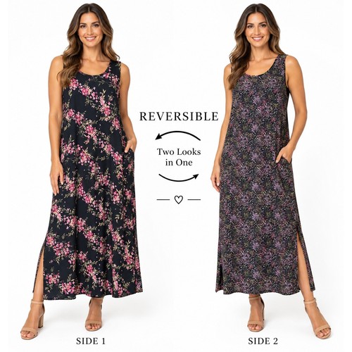 Reversible floral maxi dress - floral,