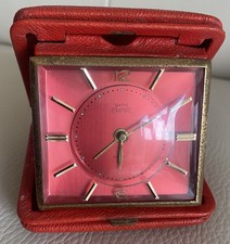 Vintage Smith Travel Alarm Clock. Red Case 1940’s Rare Red Face needs attention 