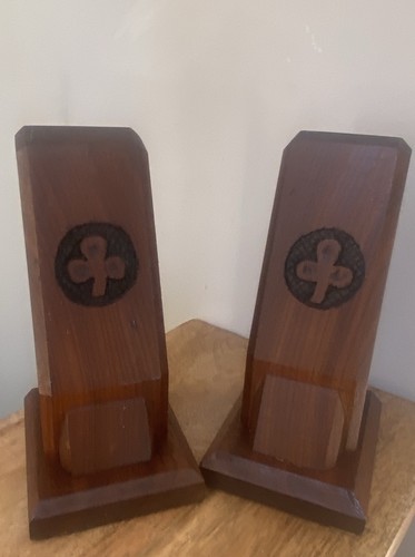 Vintage wooden bookends - vintage,
