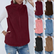 Lady Fleece Fur Body Warmer Full Zip Up Waistcoat Gilet Coat Cardigan Plus Size