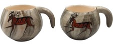 Babbacombe Studio Pottery Pair of Deer Handcrafted Detailed Ceramic Mugs 10cm