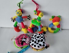 JELLYCAT SET OF 4 COLOURFUL GIRAFFE MONKEY COW MY FARM BOOK RATTLE SOFT TOYS 8"
