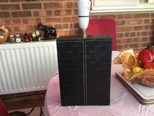 Vintage Table Lamp  Brown Faux Leather Table Bedside Lamp  35x17x7.5 cm.