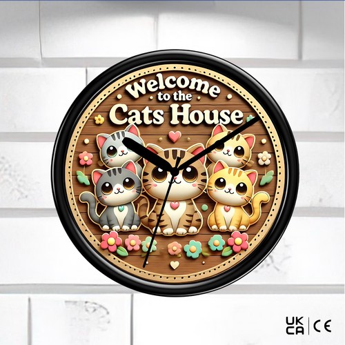 Cats house wall clock cat - wall, gift