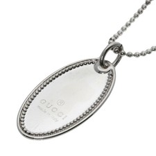 GUCCI Plate Necklace Silver Women's