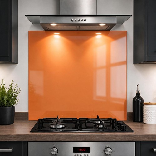 Orange glass splashback - glass,