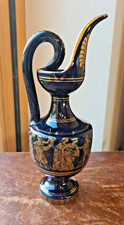 Greek Blue Jug Handmade 24k Gold  By Neofitout Keramik.