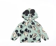 Disney Girls Green Geometric Rain Coat Size 18 Months Zip - Mickey Mouse