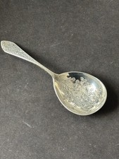 Antique Victorian HM London 1889 Silver Tea Caddy Spoon 
