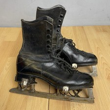 Antique Premier Skating Boots With Polar-Rex Skates Size US 5 Black Vintage