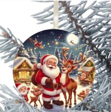 Santa Reindeer Hanging Bauble