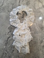 Vtg white lace jabot collar - lace,
