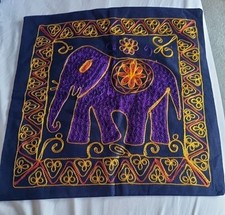 Two Indian Embroidered Cushion Covers.  Elephant Design. Slip Style Cover.