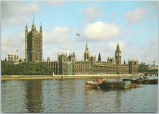 Artistic Vintage Postcard Houses Parliament Big Ben London England Boats
