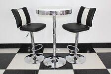 American 50s Diner Furniture Bistro Table with Two Black Stools