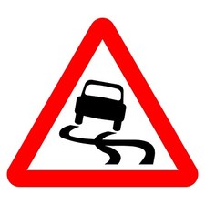 Slippery Road Sign or Sticker
