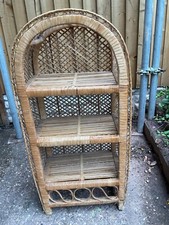 Mid Century Vintage Rattan Wicker Cane Shelving Storage Unit.
