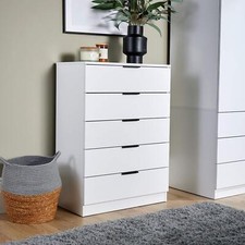 Chest 5 Drawers White Bedroom