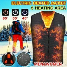 2XL Electric Vest Heated Clothes Jacket USB Warm Up Heating Winter Body Warmer