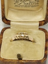 Antique 18ct Gold & 5 Diamond Gypsy Ring.  Size K