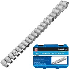 19 PIECE 1/2" SQUARE DRIVE MULTI FIT SOCKET SET 8mm TO 32mm BLUESPOT 01554