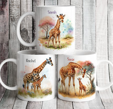 Beautiful Personalised Giraffe Mugs, 3 Designs & Optional Coaster, Gift, Africa