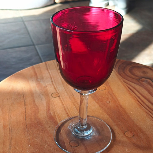 Red glass wine goblet - glass,